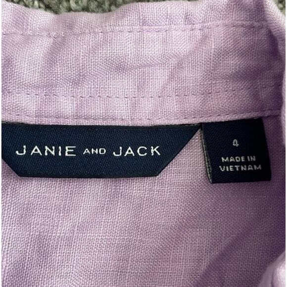 Janie and Jack Size 4 Lavender Linen Button Down Dress Shirt - Picture 9 of 10